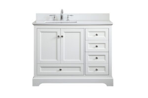 42 inch Single bathroom vanity in white with backsplash