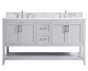 60 inch Double Bathroom Vanity in Grey with Backsplash