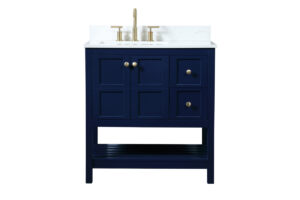 32 inch Single bathroom vanity in blue with backsplash