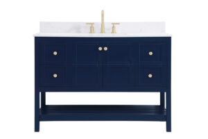 48 inch Single Bathroom Vanity in Blue with Backsplash