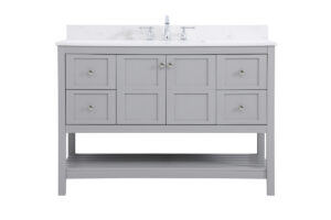 48 inch Single Bathroom Vanity in Gray with Backsplash