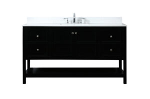 60 inch Single bathroom vanity in black with backsplash