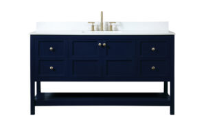 60 inch Single bathroom vanity in blue with backsplash