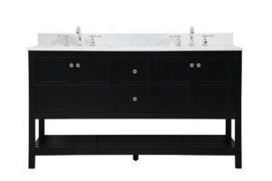 60 inch Single Bathroom Vanity in Black with Backsplash