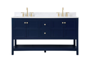 60 inch Single Bathroom Vanity in Blue with Backsplash