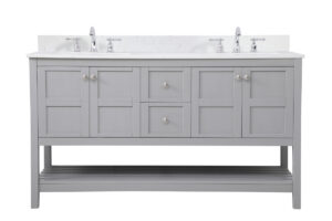 60 inch Single Bathroom Vanity in Gray with Backsplash