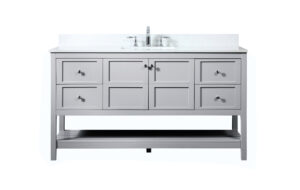 60 inch Single bathroom vanity in grey with backsplash