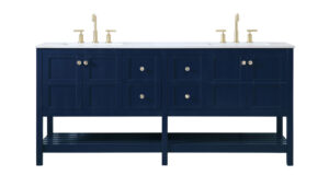72 inch Double Bathroom Vanity in Blue