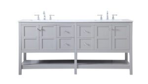 72 inch Double Bathroom Vanity in Gray