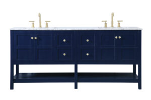 72 inch Double Bathroom Vanity in Blue