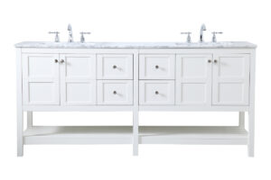 72 inch Double Bathroom Vanity in White