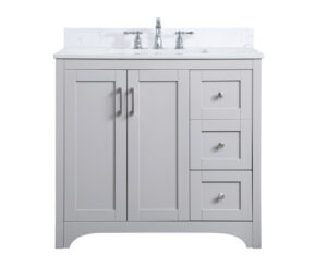 36 inch Single Bathroom Vanity in Grey with Backsplash