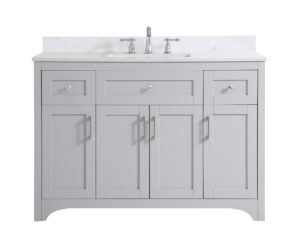 48 inch Single Bathroom Vanity in Grey with Backsplash