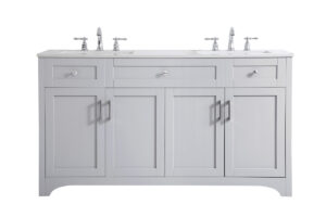 60 inch Double Bathroom Vanity in Grey