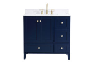 36 inch Single Bathroom Vanity in Blue with Backsplash
