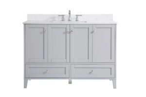 48 inch Single Bathroom Vanity in Grey with Backsplash