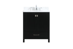 30 inch Single bathroom vanity in black with backsplash