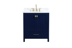 30 inch Single bathroom vanity in blue with backsplash