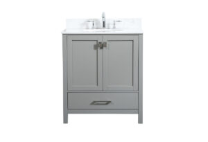 30 inch Single bathroom vanity in grey with backsplash