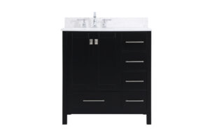 32 inch Single Bathroom Vanity in Black with Backsplash