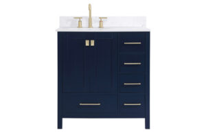 32 inch Single Bathroom Vanity in Blue with Backsplash