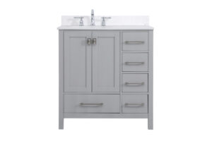 32 inch Single Bathroom Vanity in Gray with Backsplash