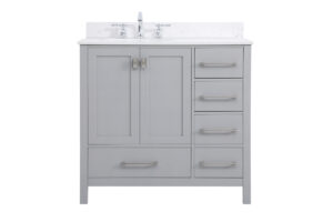 36 inch Single Bathroom Vanity in Gray with Backsplash
