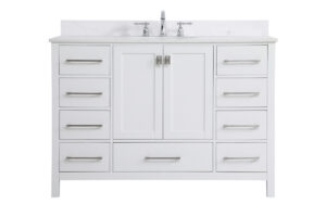48 inch Single Bathroom Vanity in White with Backsplash