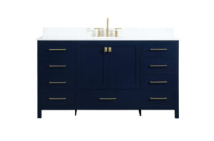 60 inch Single bathroom vanity in blue with backsplash