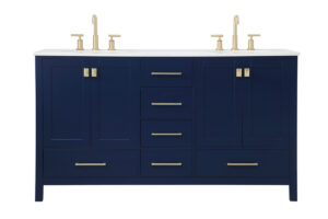 60 inch Double Bathroom Vanity in Blue