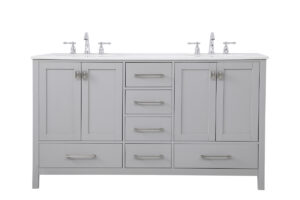 60 inch Double Bathroom Vanity in Gray