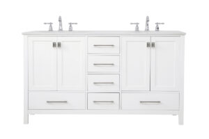 60 inch Double Bathroom Vanity in White