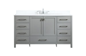 60 inch Single bathroom vanity in grey with backsplash