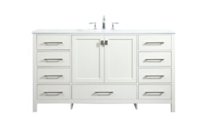 60 inch Single bathroom vanity in white