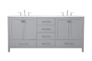 72 inch Double Bathroom Vanity in Gray