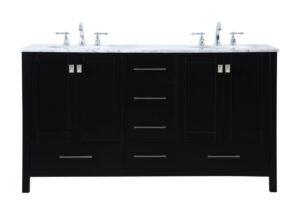 60 inch Double Bathroom Vanity in Black