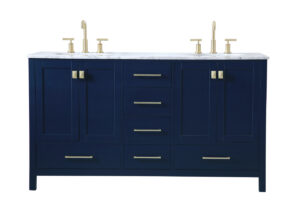 60 inch Double Bathroom Vanity in Blue