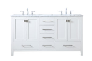 60 inch Double Bathroom Vanity in White