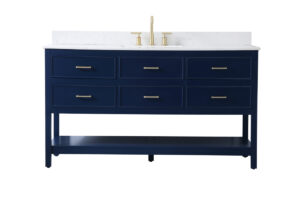 60 inch Single bathroom vanity in blue with backsplash
