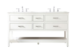 60 inch double bathroom vanity in white