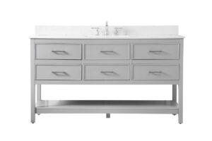 60 inch Single bathroom vanity in gray with backsplash