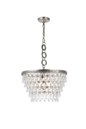 Nordic 5 light antique silver Pendant Clear Royal Cut Crystal