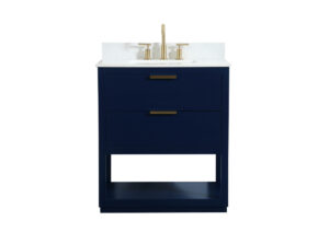 30 inch Single bathroom vanity in blue with backsplash