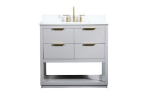 36 inch Single bathroom vanity in grey with backsplash