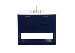 42 inch Single bathroom vanity in blue with backsplash