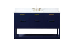 60 inch Single bathroom vanity in blue with backsplash