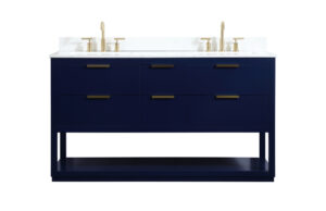 60 inch Single bathroom vanity in blue with backsplash