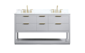 60 inch Single bathroom vanity in grey with backsplash