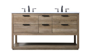 60 Inch Double Bathroom Vanity In Natural Oak