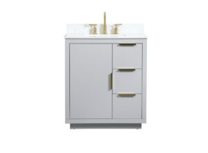 30 inch Single bathroom vanity in grey with backsplash